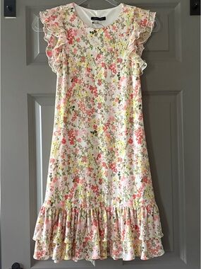 Women’s 2P Tommy Hilfiger Pink and Green Floral Ruffle Dress
